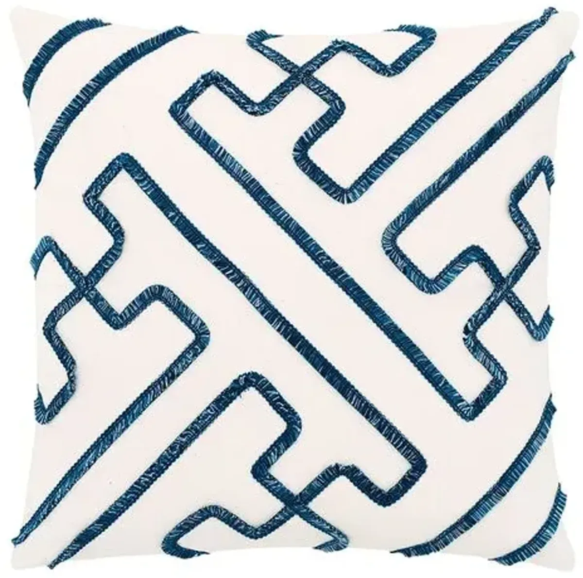 Wave Geometric Trim Pillow - White/Blue