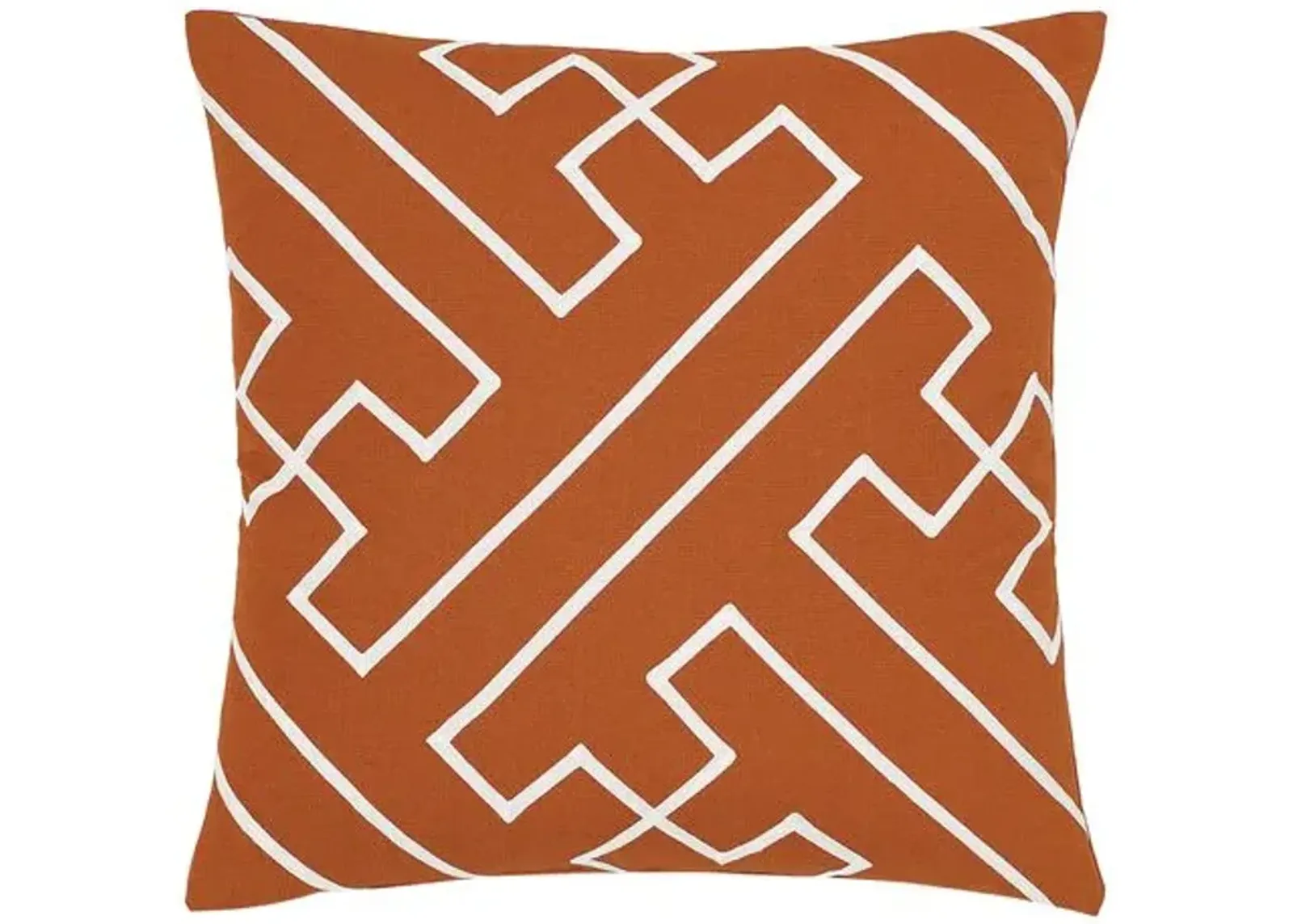 Wave Geometric Trim Pillow - Orange/White