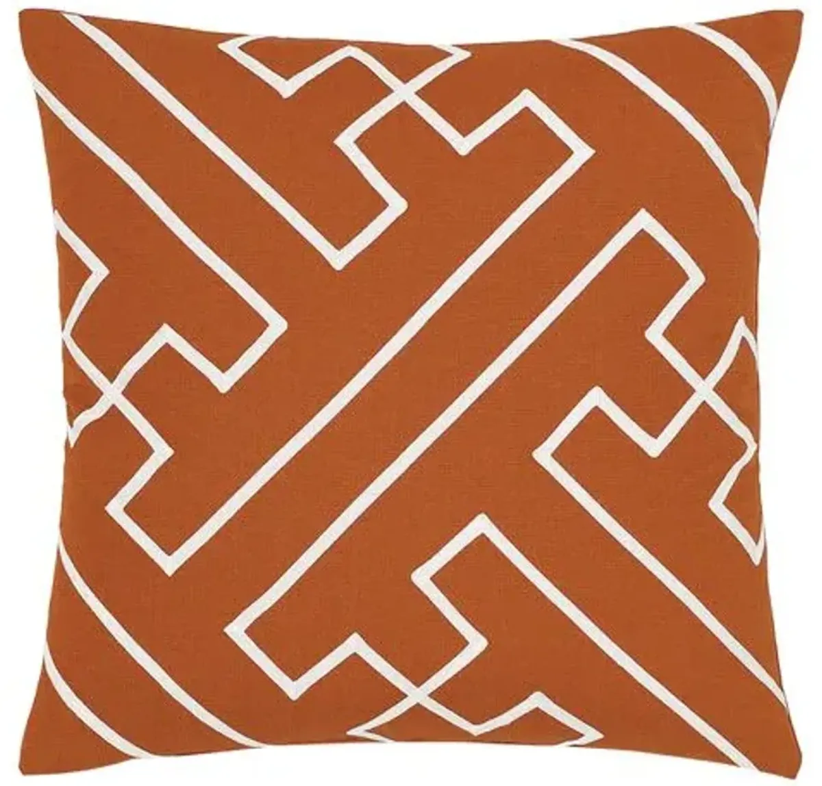 Wave Geometric Trim Pillow - Orange/White