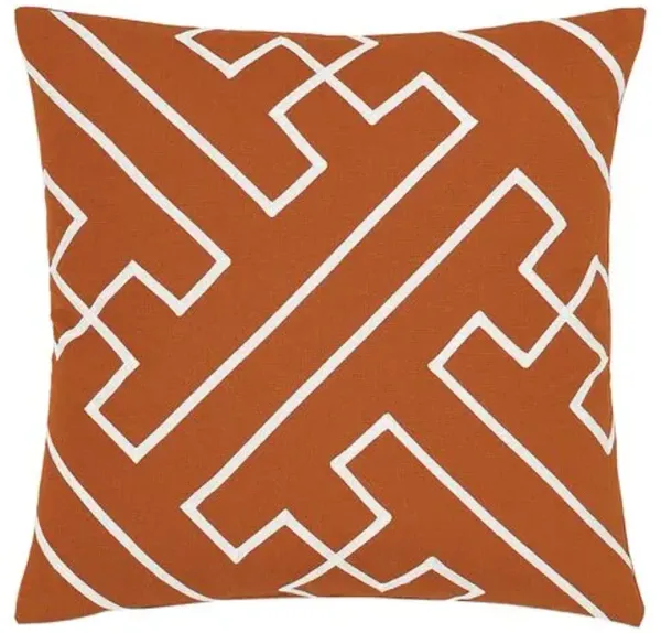 Wave Geometric Trim Pillow - Orange/White