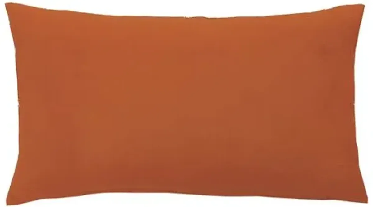 Wave Greek Key Top-Stitched Lumbar Pillow - Orange/White