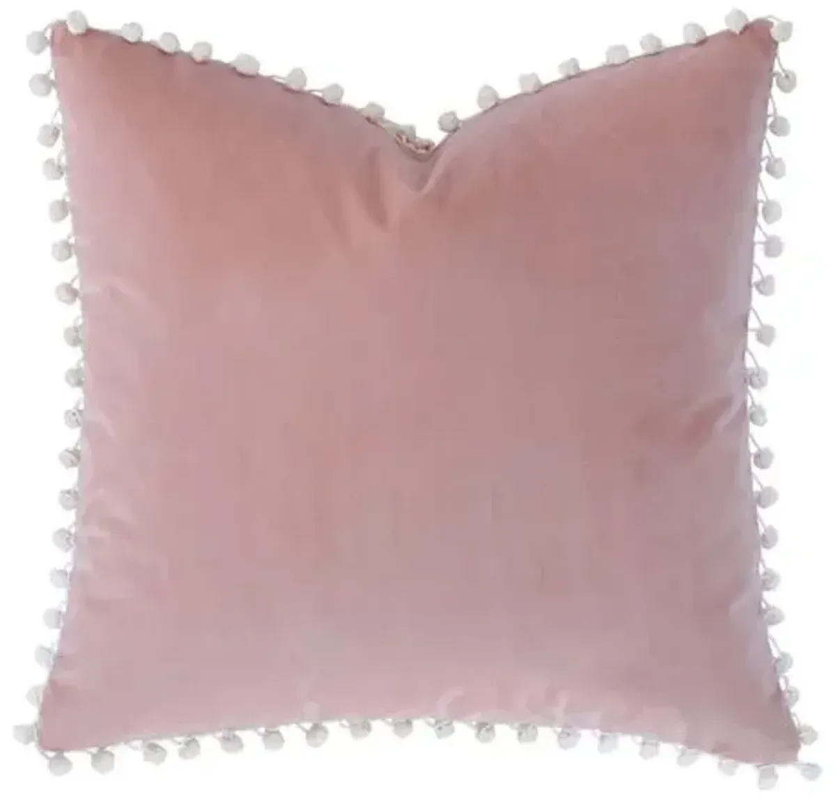 Jules Ball Trim Velvet Pillow - Pink