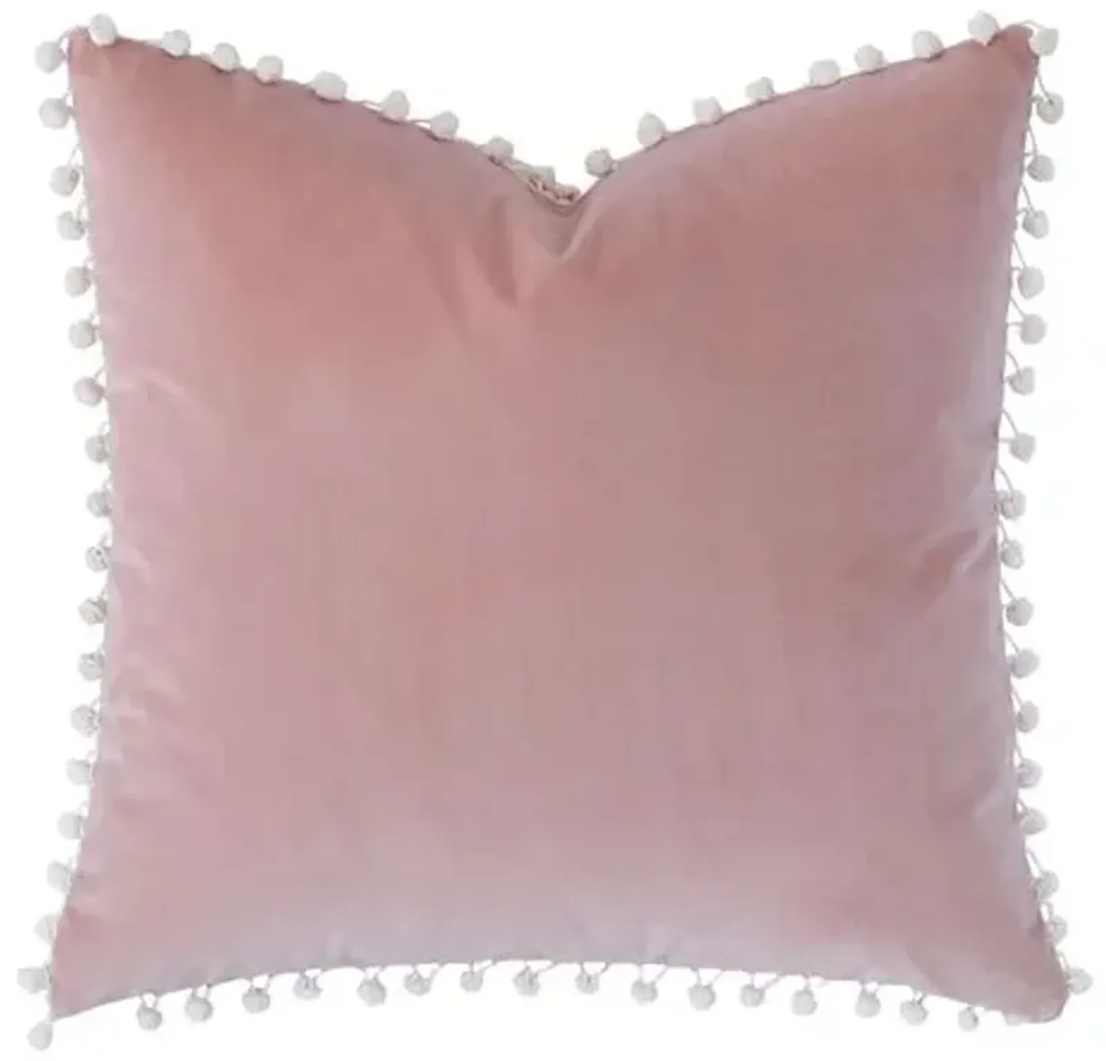 Jules Ball Trim Velvet Pillow - Pink