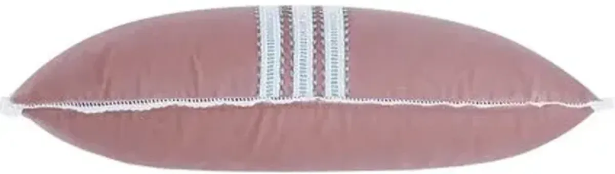 Jules Lacey Trim Velvet Lumbr Pillow - Pink