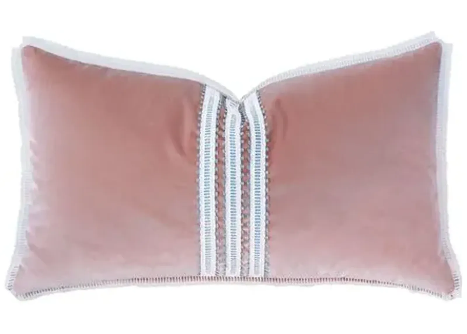 Jules Lacey Trim Velvet Lumbr Pillow - Pink