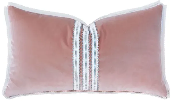 Jules Lacey Trim Velvet Lumbr Pillow - Pink
