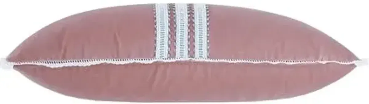 Jules Lacey Trim Velvet Lumbr Pillow - Pink