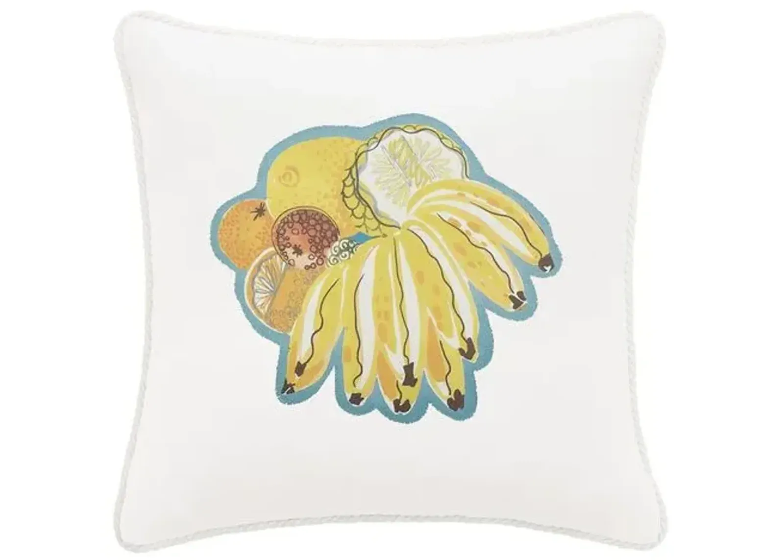 Calypso Banana Print Pillow - White