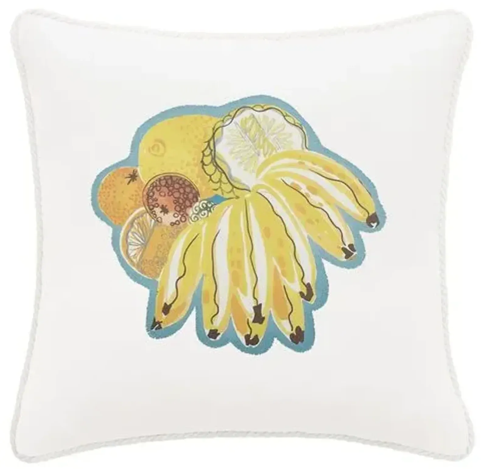 Calypso Banana Print Pillow - White