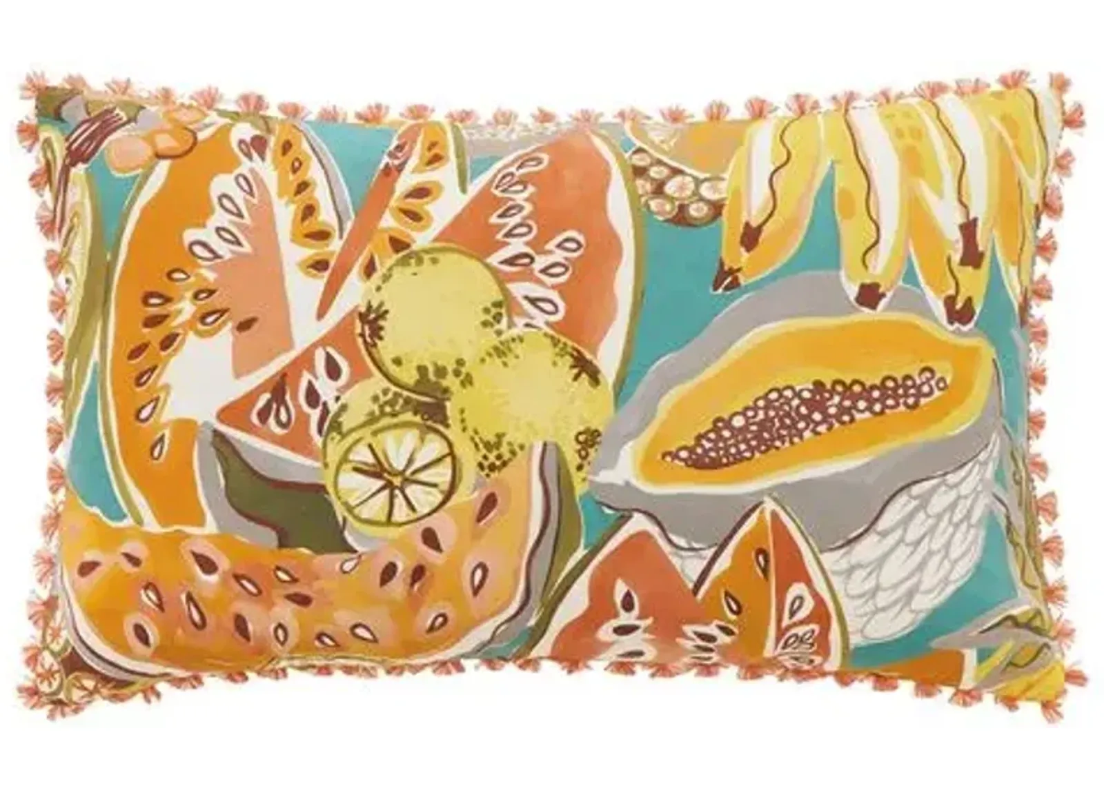 Calypso Colorful Fruit Lumbar Pillow - Orange/Yellow