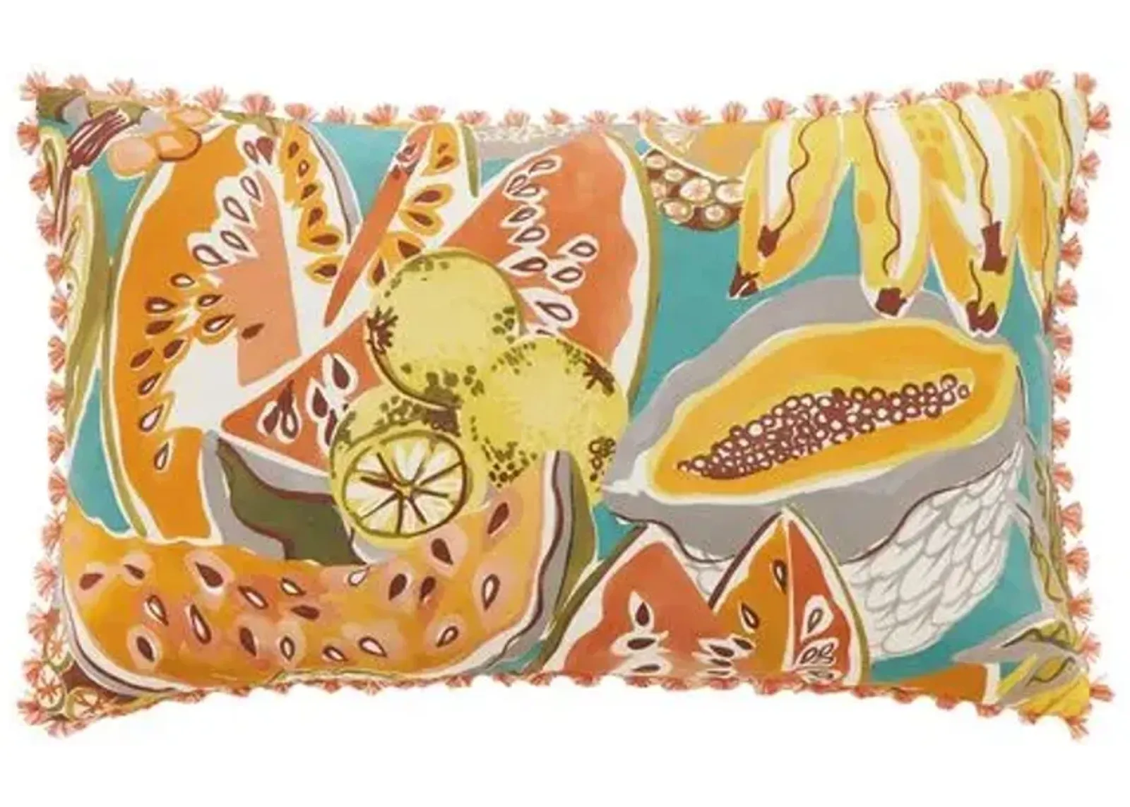 Calypso Colorful Fruit Lumbar Pillow - Orange/Yellow