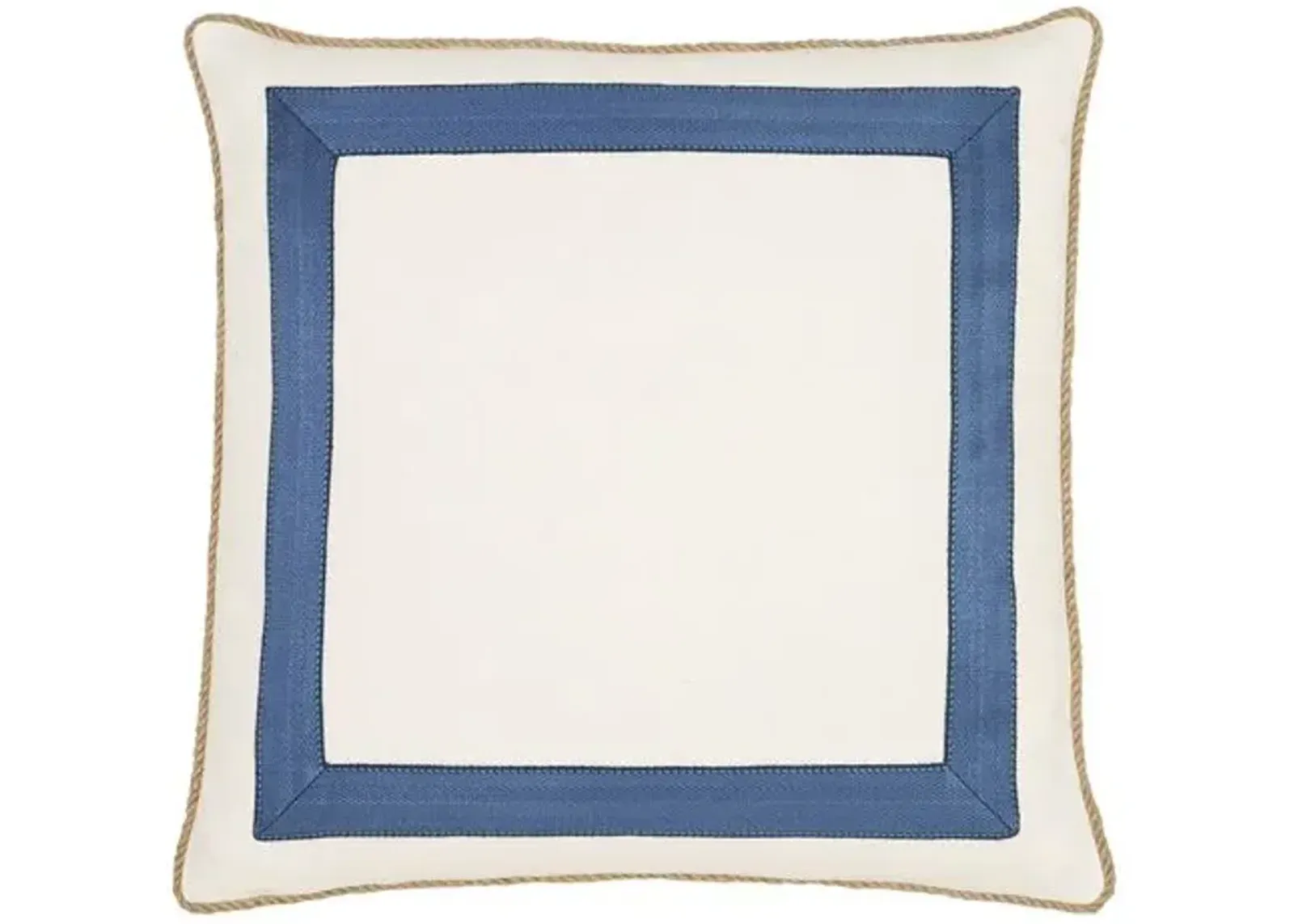 Marino Nautical Mitered Pillow - White/Blue