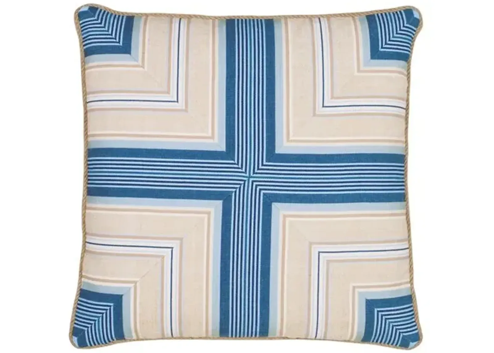 Marino Nautical Stripe Geometric Pillow - Blue/Natural