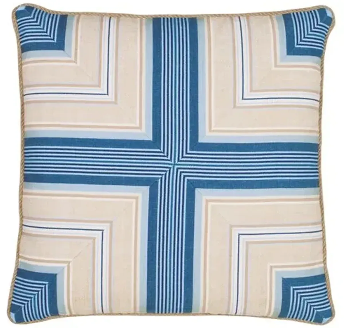 Marino Nautical Stripe Geometric Pillow - Blue/Natural