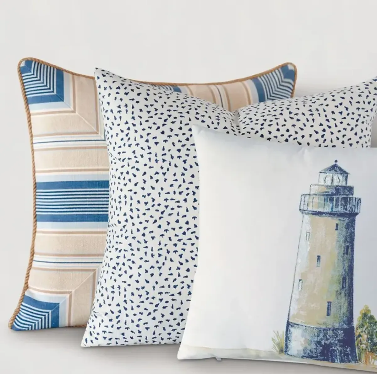 Marino Nautical Stripe Geometric Pillow - Blue/Natural