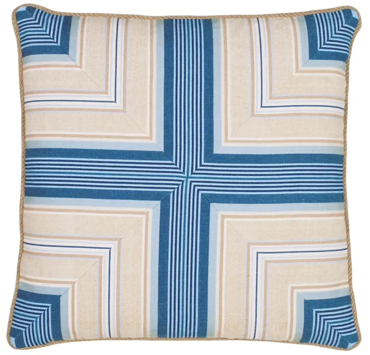 Marino Nautical Stripe Geometric Pillow - Blue/Natural