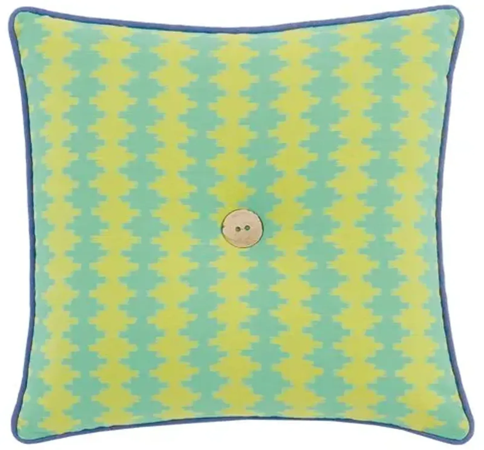 Isla Button-Tufted Pillow - Green/Blue