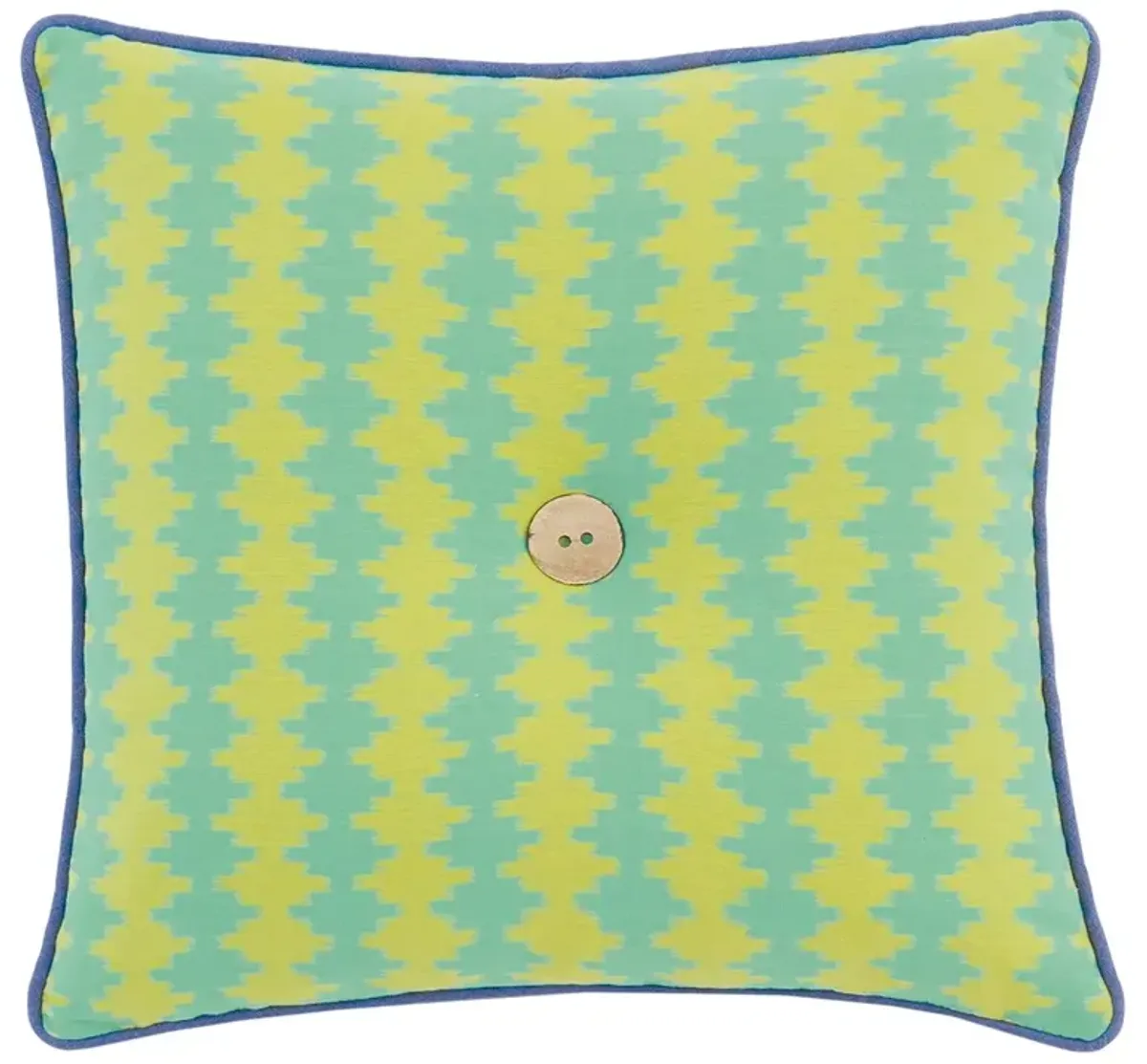 Isla Button-Tufted Pillow, Green/Blue