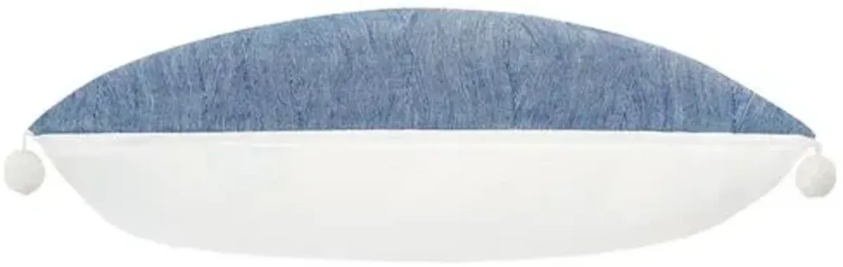 Isla Ball Trim Lumbar Pillow - Indigo/White