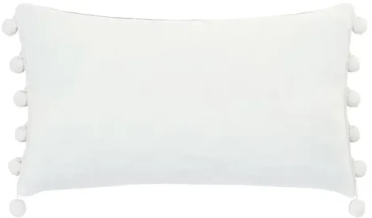 Isla Ball Trim Lumbar Pillow - Indigo/White