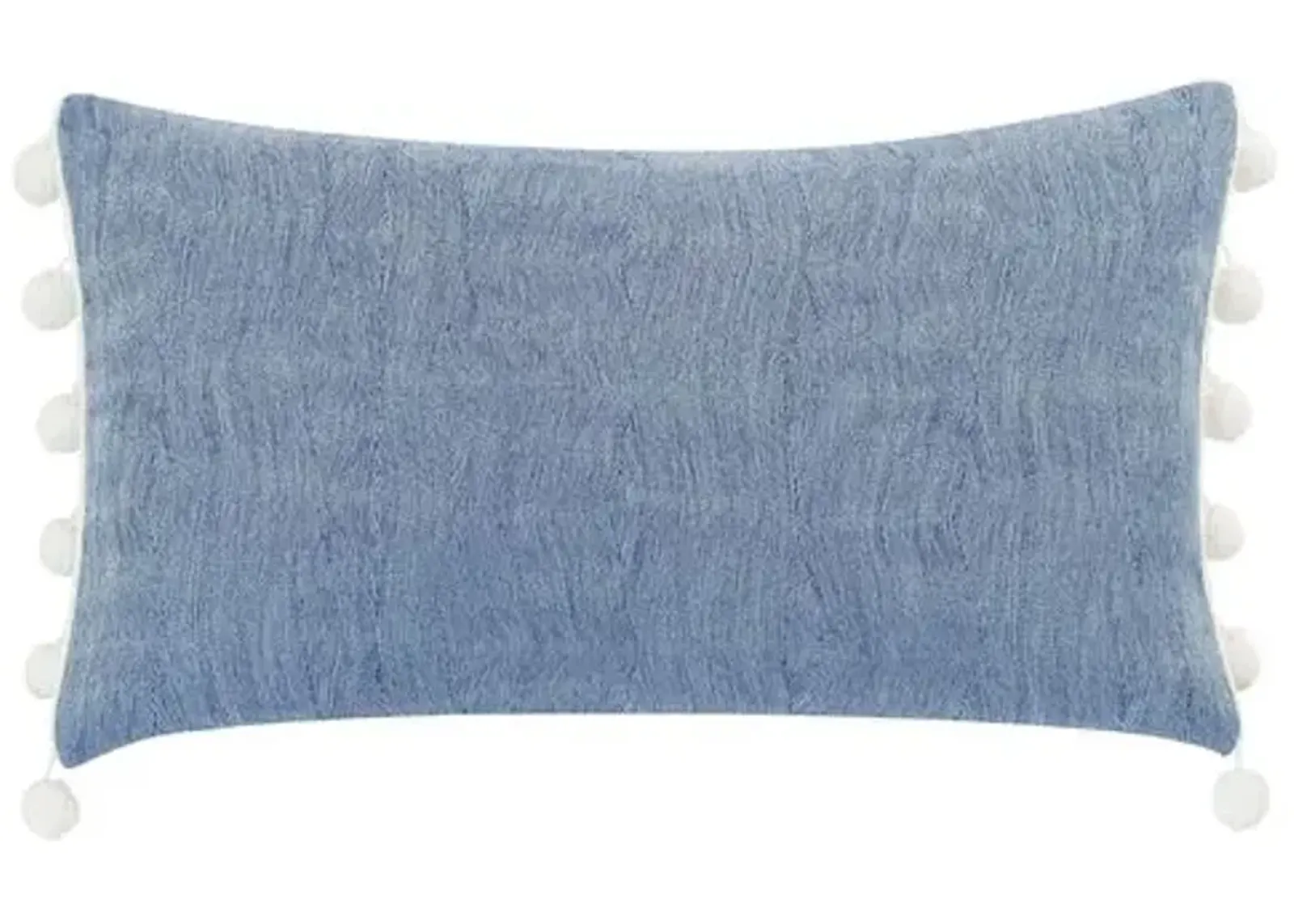 Isla Ball Trim Lumbar Pillow - Indigo/White