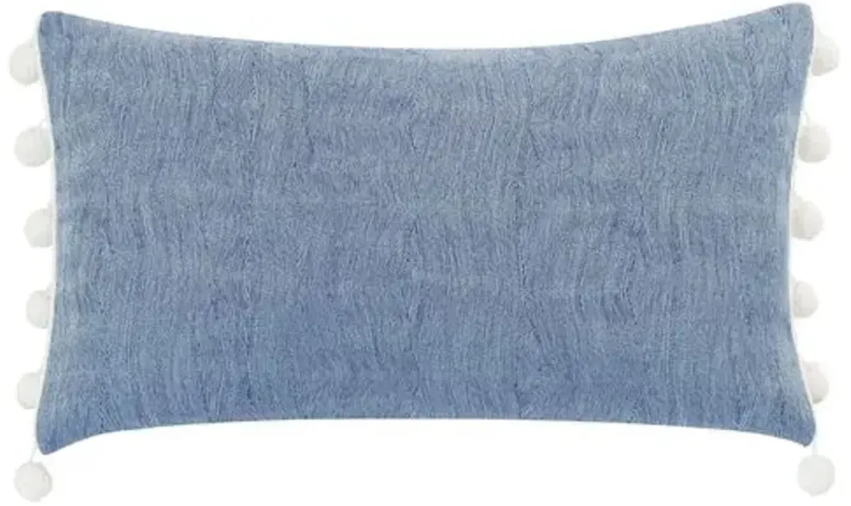 Isla Ball Trim Lumbar Pillow - Indigo/White