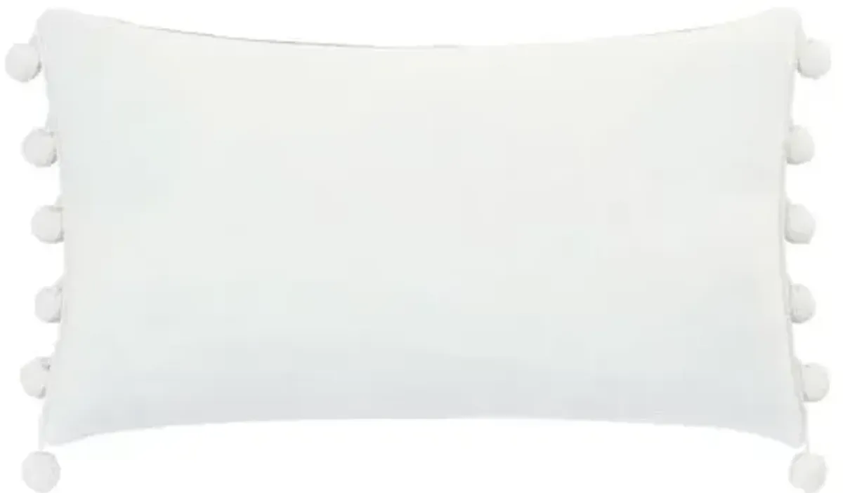 Isla Ball Trim Lumbar Pillow - Indigo/White