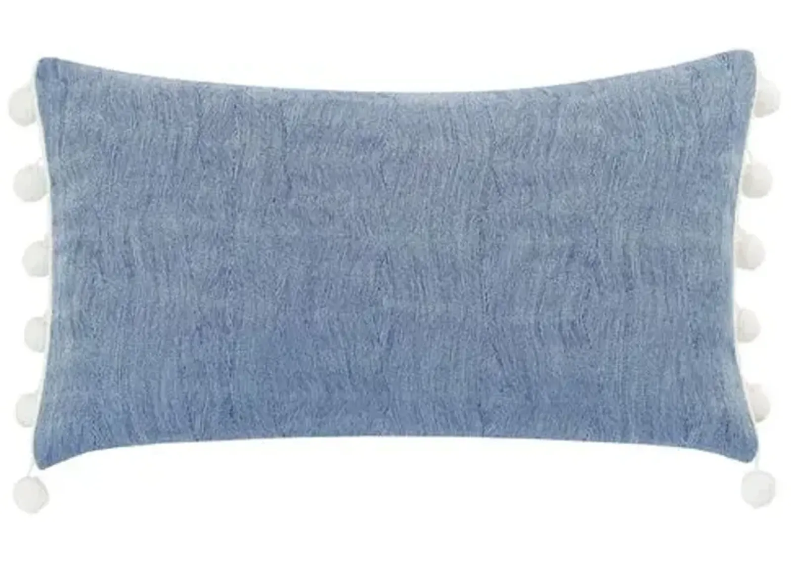 Isla Ball Trim Lumbar Pillow - Indigo/White