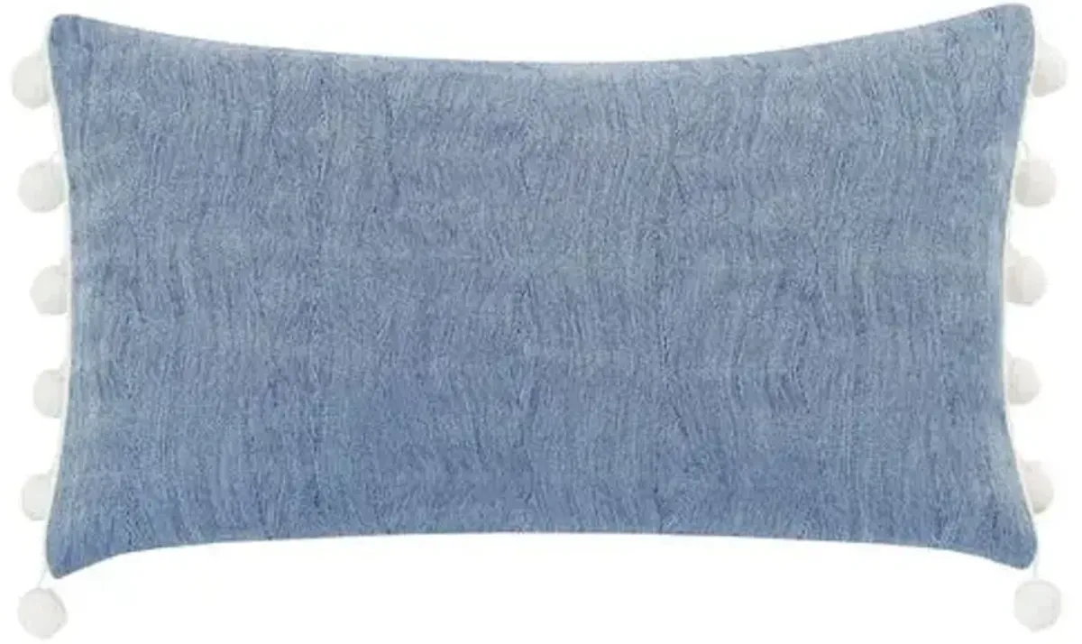 Isla Ball Trim Lumbar Pillow - Indigo/White