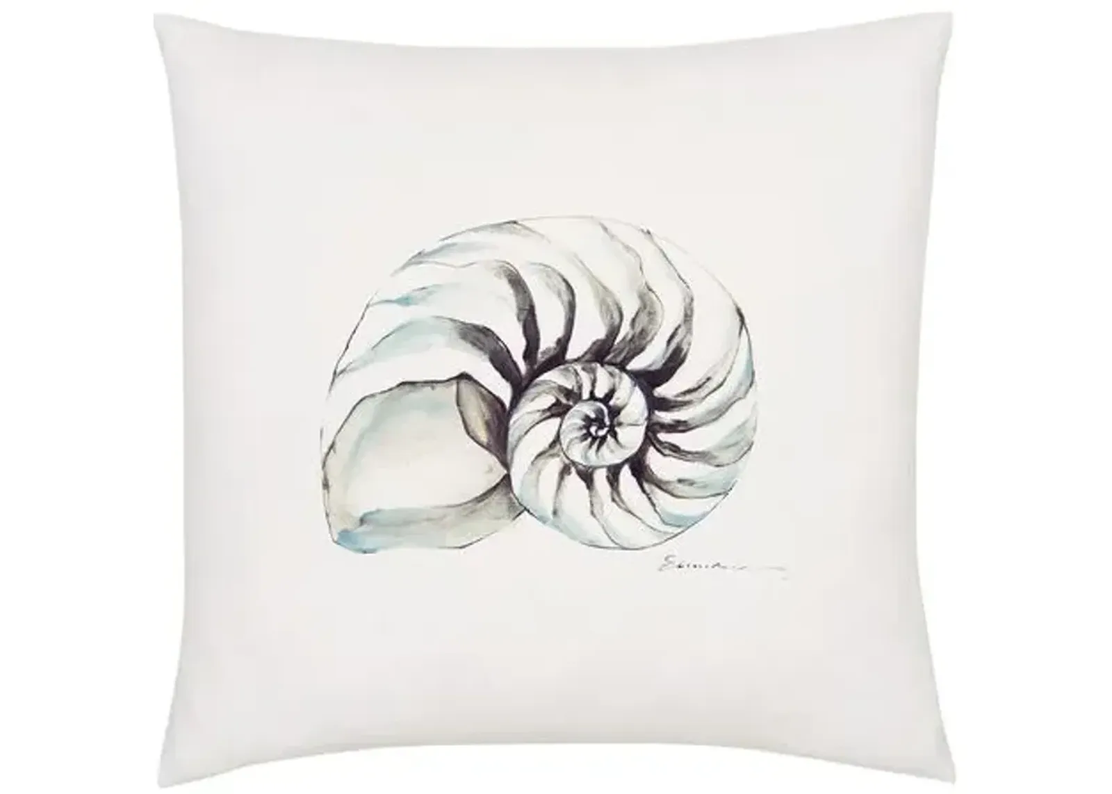 Isla Handpainted Conch Shell Pillow - White - Handcrafted