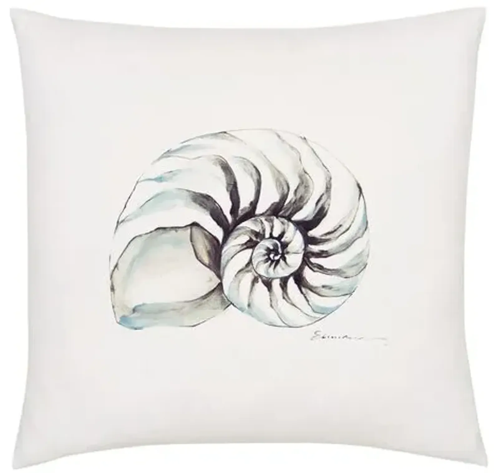 Isla Handpainted Conch Shell Pillow - White - Handcrafted