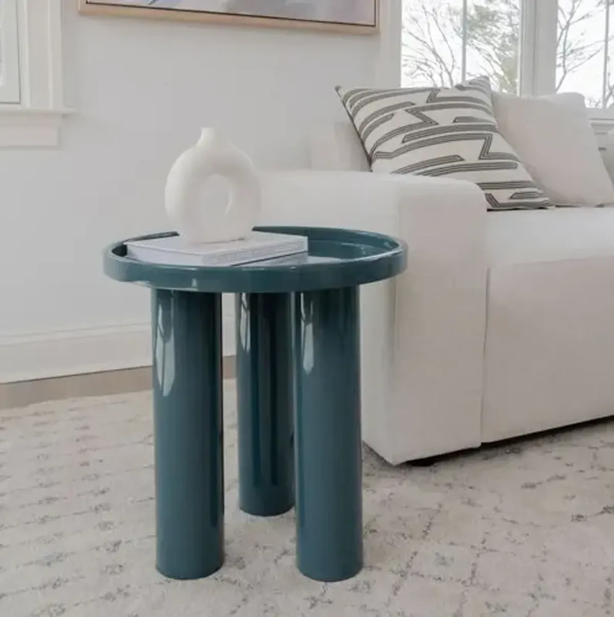 Starla Round End Table - Blue