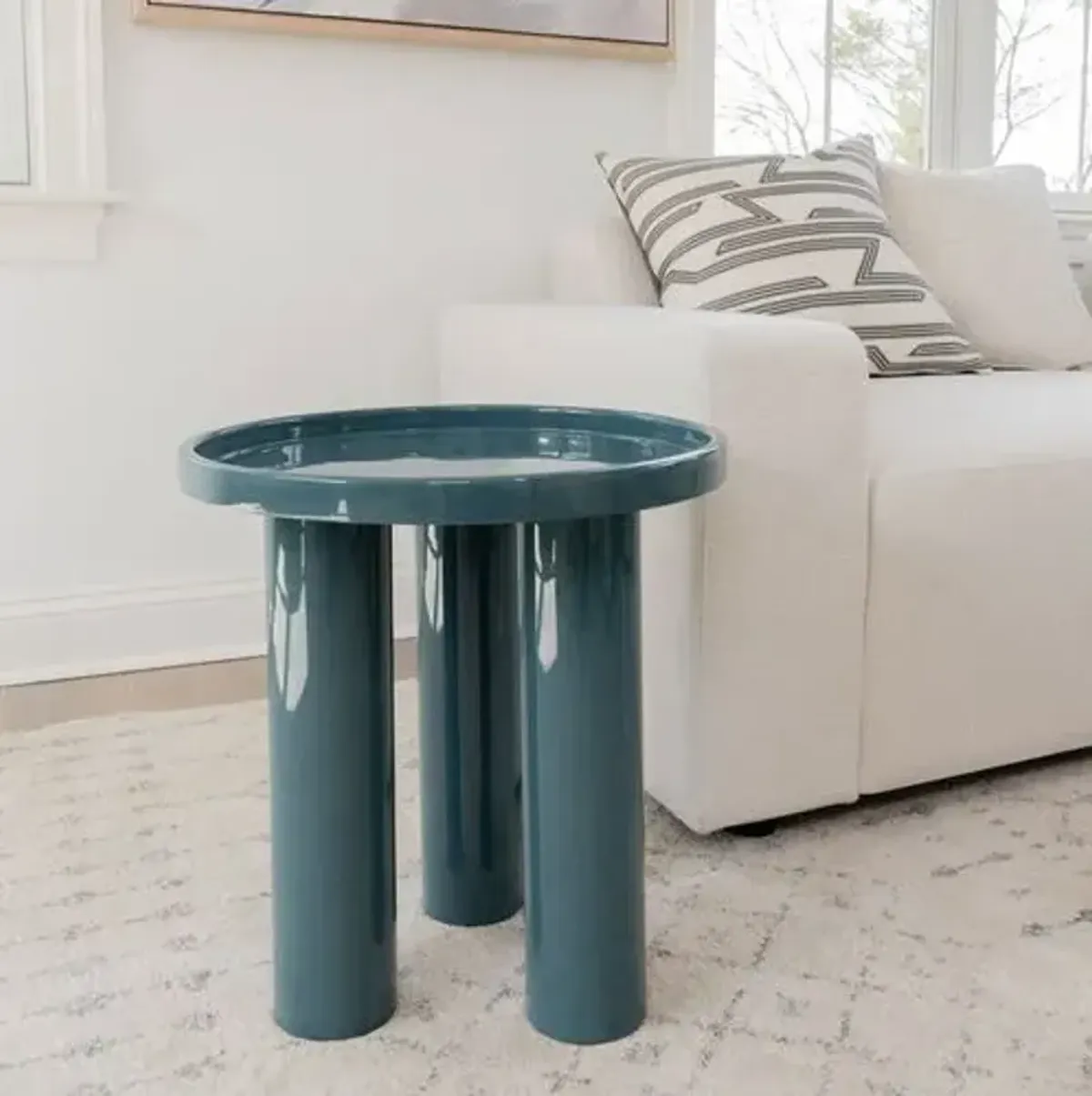 Starla Round End Table - Blue