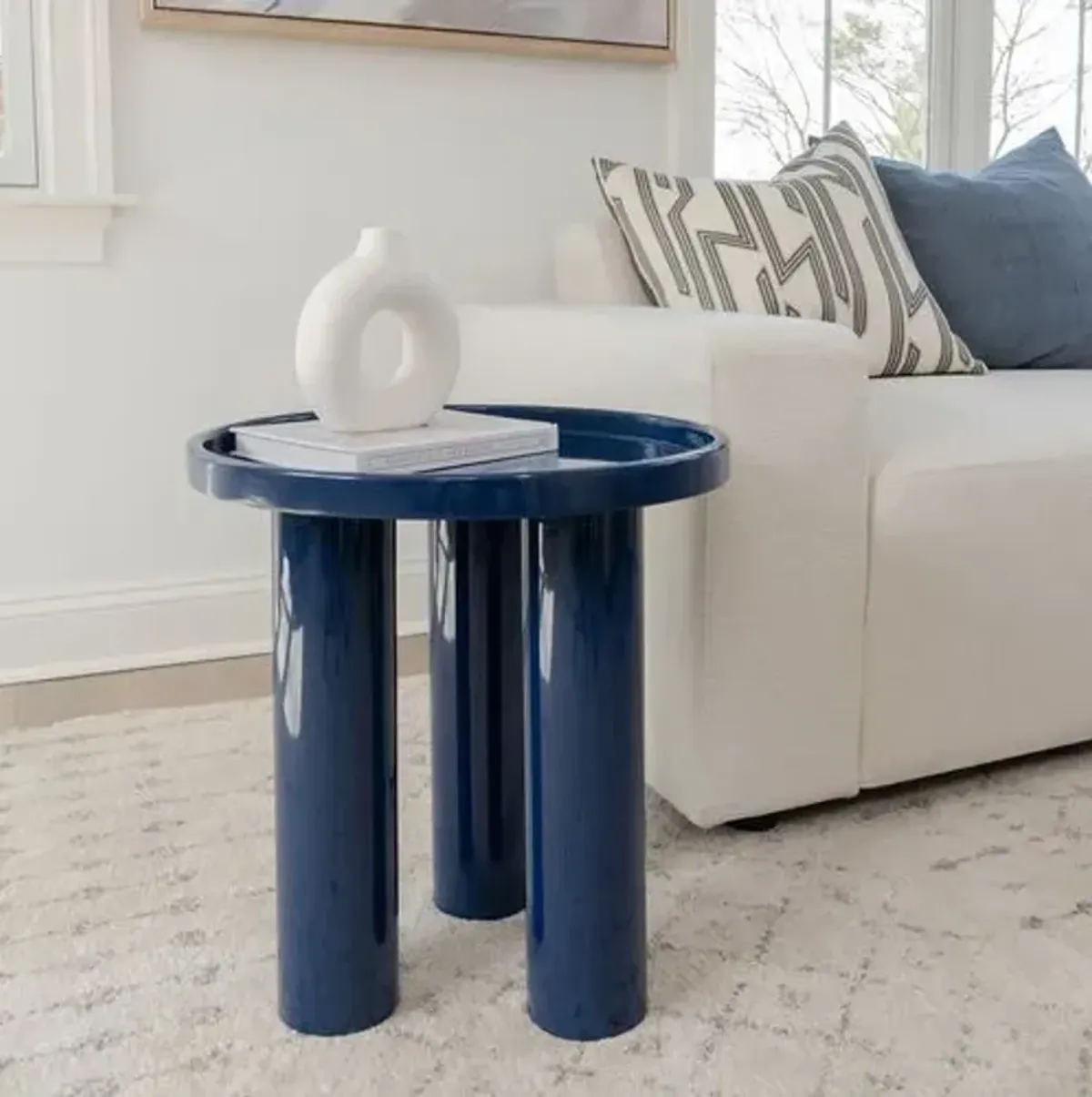 Starla Round End Table - Blue