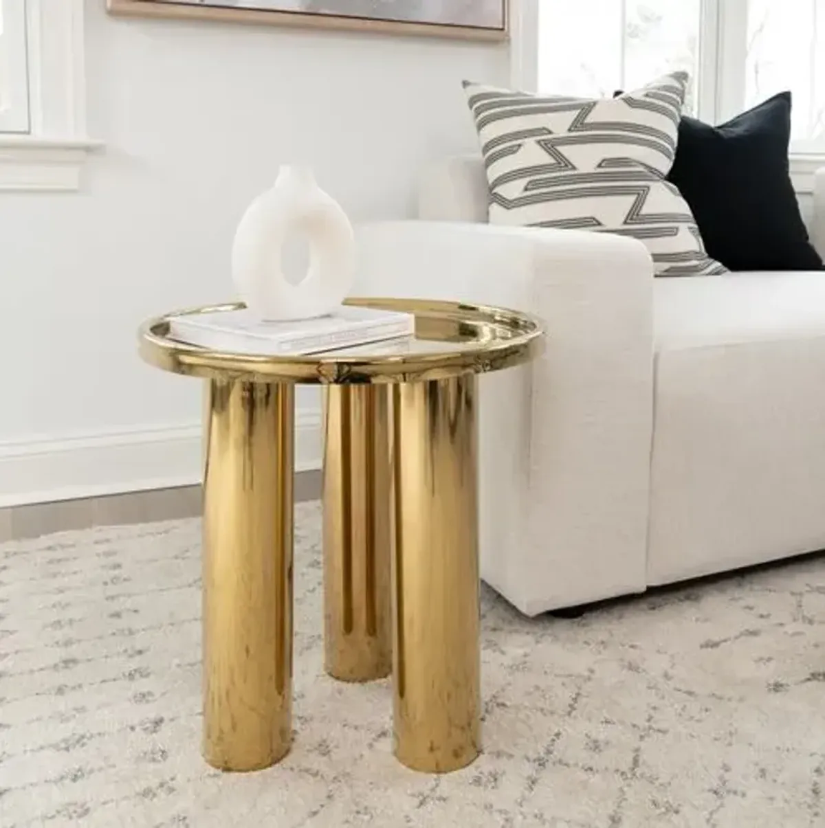 Starla Round End Table - Gold