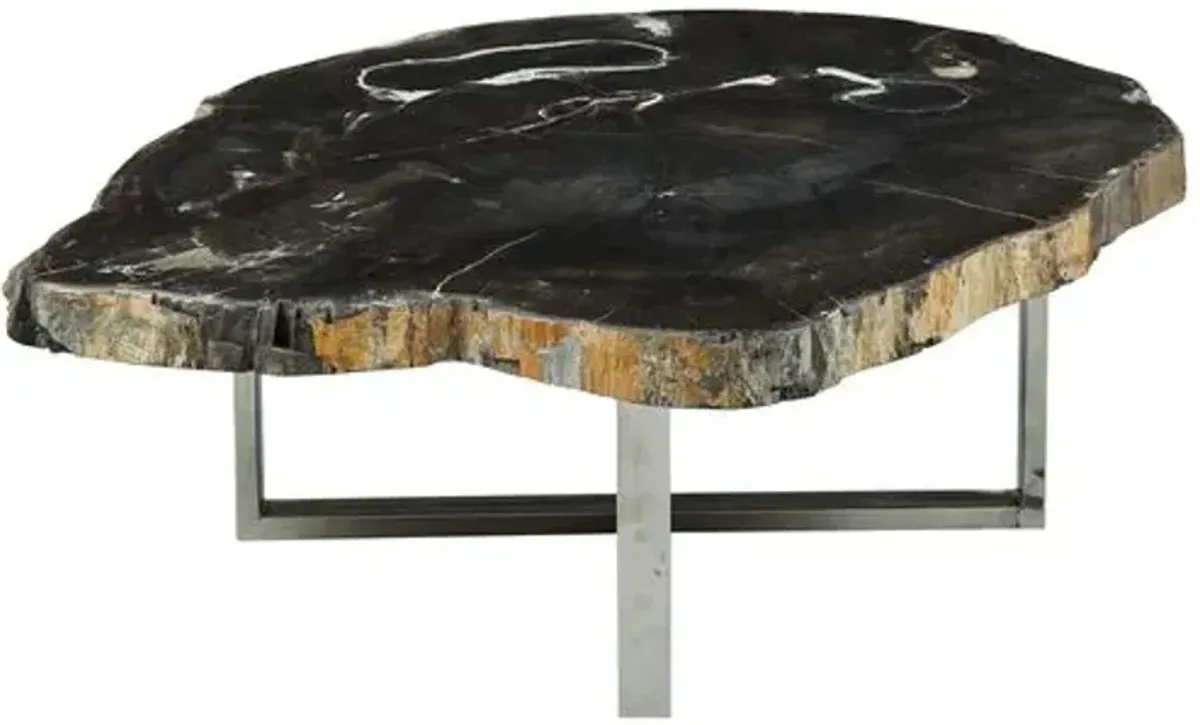 Larza Petrified Wood Round Coffee Table - Brown