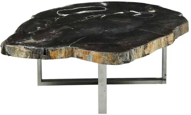 Larza Petrified Wood Round Coffee Table - Brown