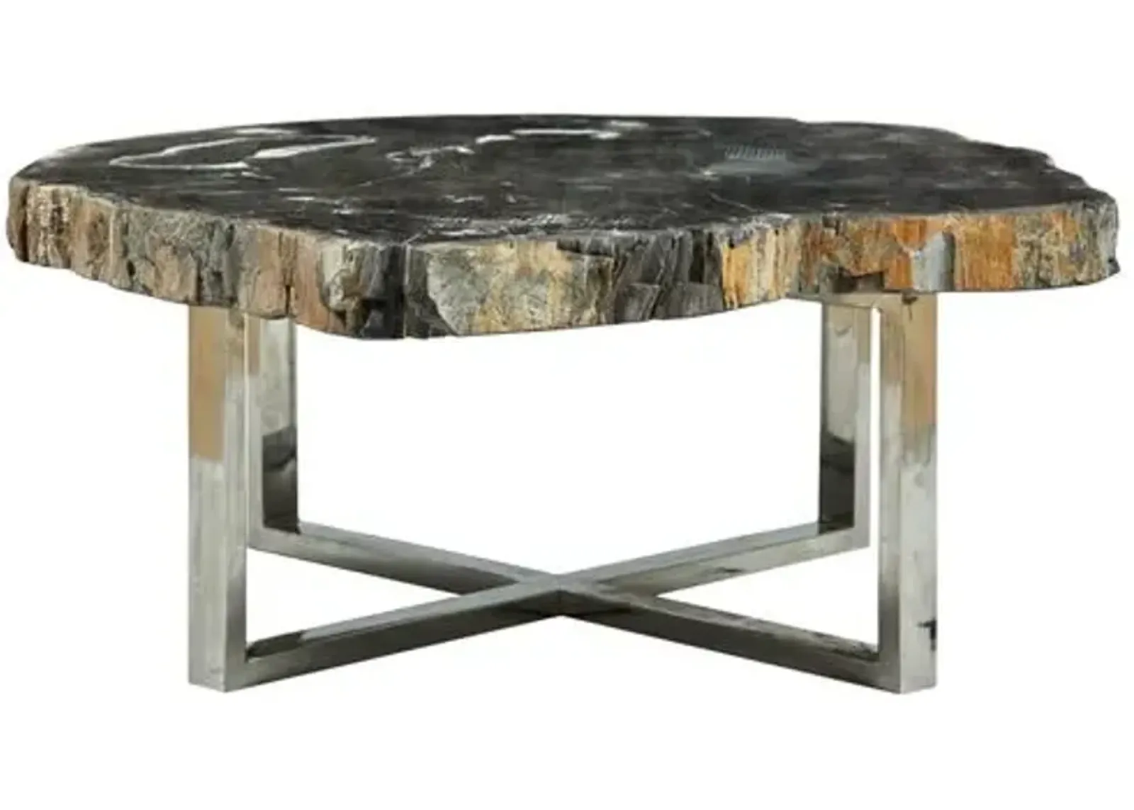 Larza Petrified Wood Round Coffee Table - Brown