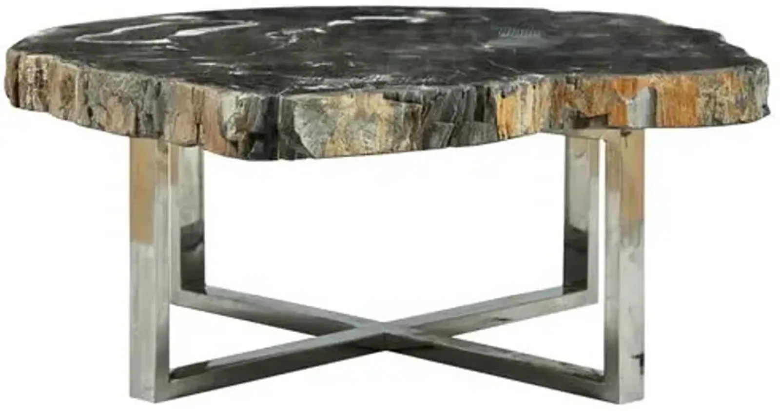 Larza Petrified Wood Round Coffee Table - Brown