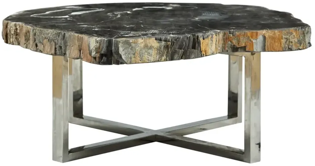Larza Petrified Wood Round Coffee Table