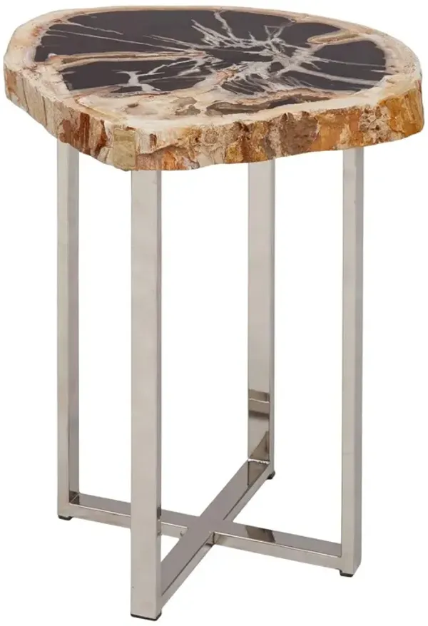 Larza Petrified Wood End Table - Brown