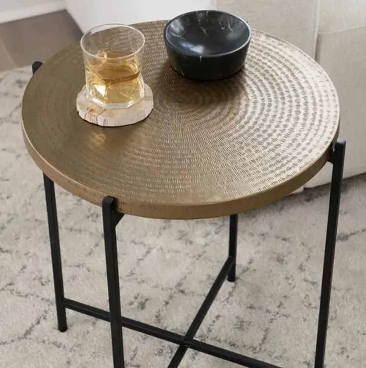 Nyx End Table - Antique Brass - Gold