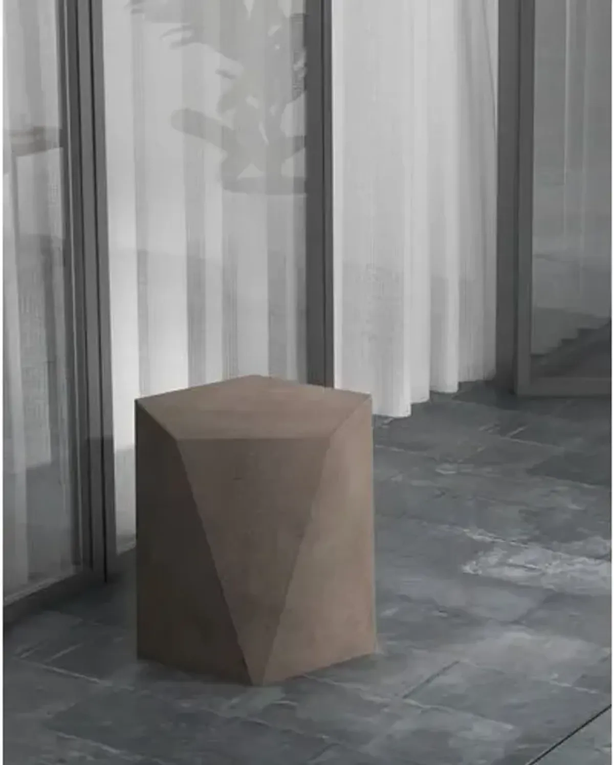 Elwood Pentagonal Concrete Stool - Dark Grey - Gray