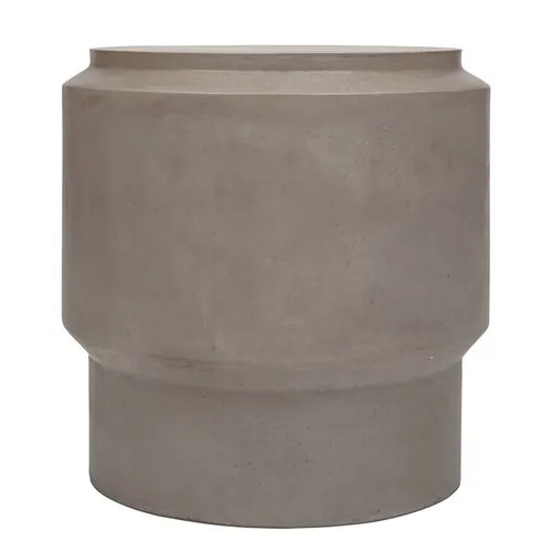 Elwood Barrel Concrete End Table - Dark Grey - Gray