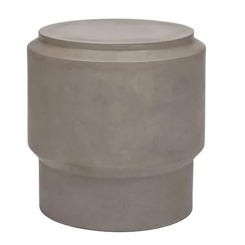 Elwood Barrel Concrete End Table - Dark Grey - Gray