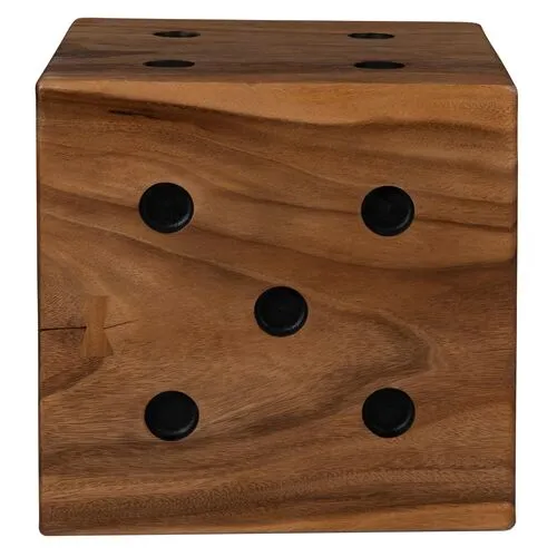 Naturals Dice End Table - Natural - Brown