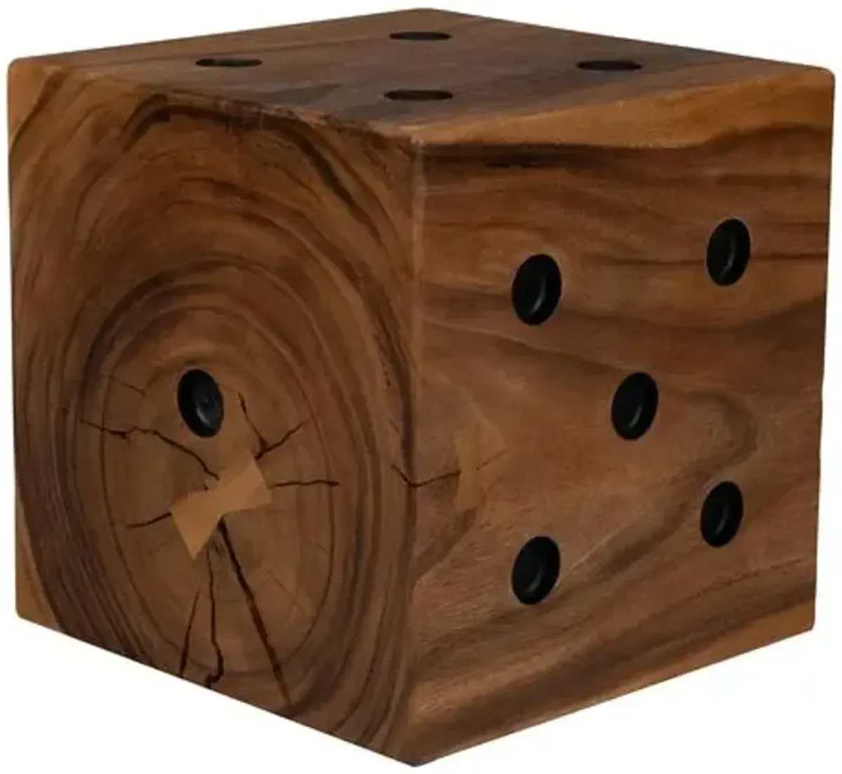 Naturals Dice End Table - Natural - Brown