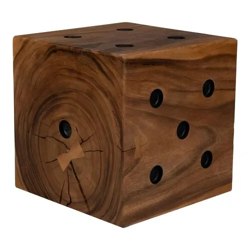 Naturals Dice End Table - Natural - Brown