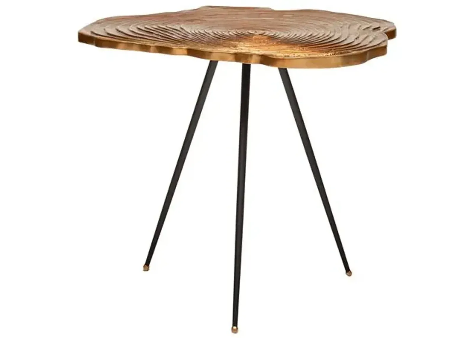 Carla Organic Slab End Table - Cast Aluminum - Handcrafted - Gold