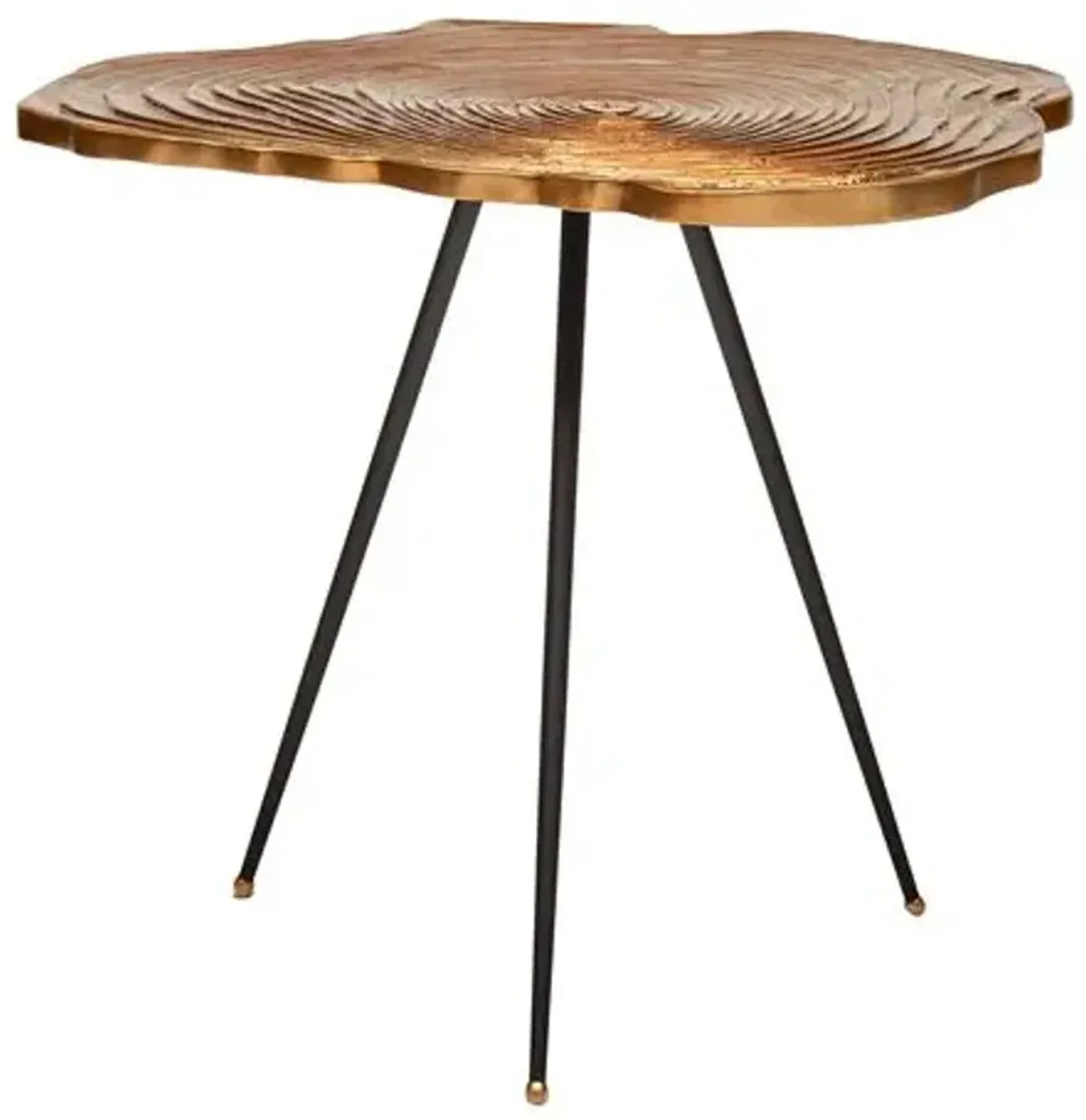 Carla Organic Slab End Table - Cast Aluminum - Handcrafted - Gold